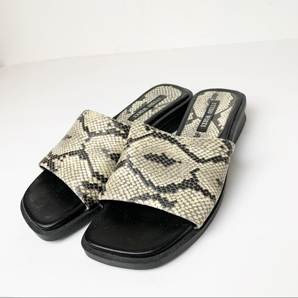 Studio Works Slide On Sandals Python Print Sz 5.5 - image 4